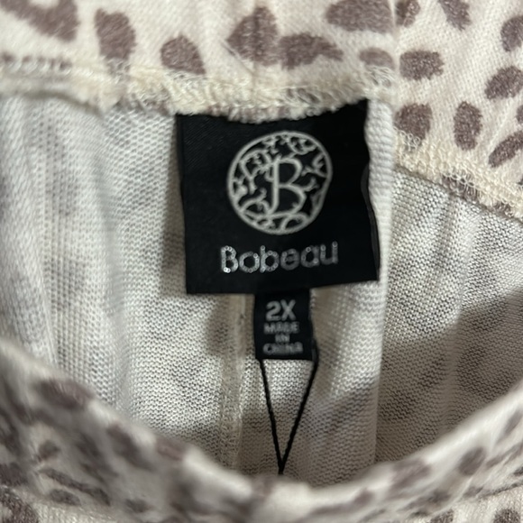 Bobeau Lounge pants Oatmeal Leopard Size 2X NWT tie waist - Picture 3 of 8